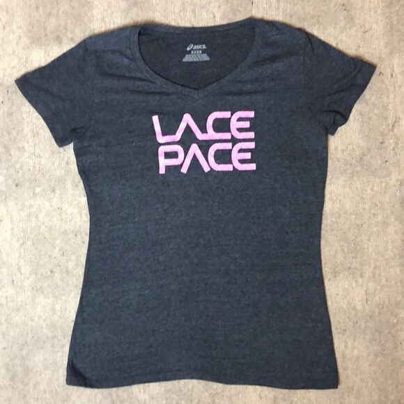 Vintage Asics “Lace Pace” V-Neck T-Shirt | Medium - Picture 1 of 4